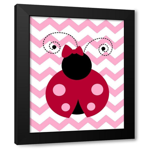 Ladybug Chevron Black Modern Wood Framed Art Print by Robinson, Tamara