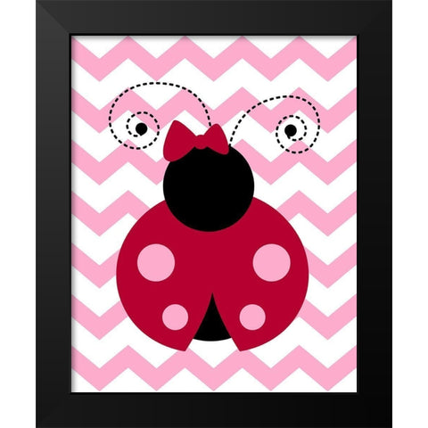 Ladybug Chevron Black Modern Wood Framed Art Print by Robinson, Tamara