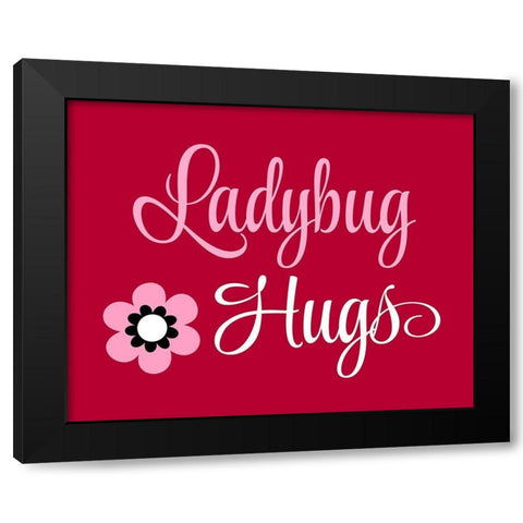 Ladybug Hugs Black Modern Wood Framed Art Print by Robinson, Tamara