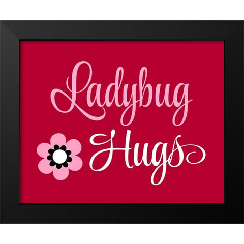 Ladybug Hugs Black Modern Wood Framed Art Print by Robinson, Tamara