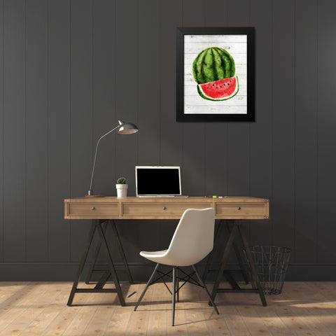 Watermelon Black Modern Wood Framed Art Print by Robinson, Tamara