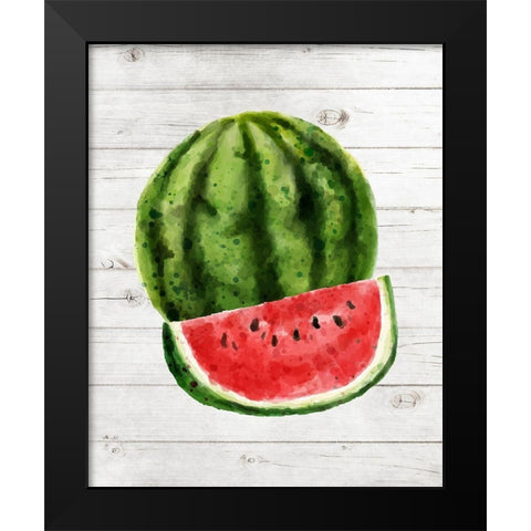Watermelon Black Modern Wood Framed Art Print by Robinson, Tamara
