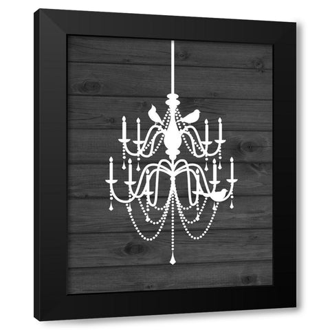 Chandelier Bird I Black Modern Wood Framed Art Print with Double Matting by Robinson, Tamara