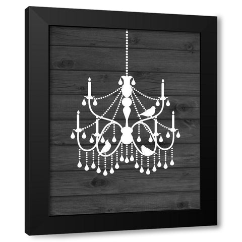 Chandelier Bird II Black Modern Wood Framed Art Print by Robinson, Tamara