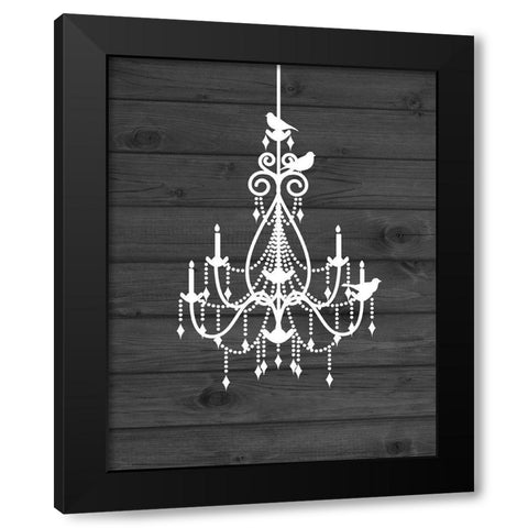 Chandelier Bird III Black Modern Wood Framed Art Print with Double Matting by Robinson, Tamara
