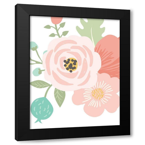 Pastel Floral Bouquet I Black Modern Wood Framed Art Print with Double Matting by Robinson, Tamara