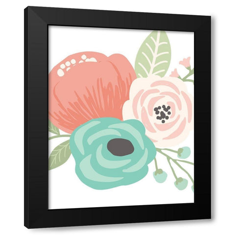 Pastel Floral Bouquet II Black Modern Wood Framed Art Print with Double Matting by Robinson, Tamara