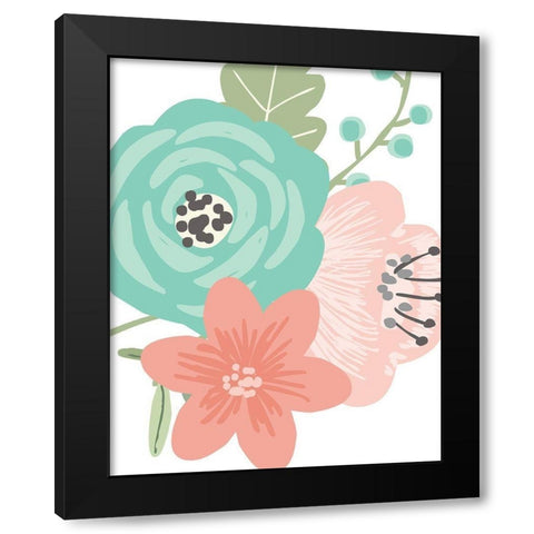 Pastel Floral Bouquet III Black Modern Wood Framed Art Print with Double Matting by Robinson, Tamara