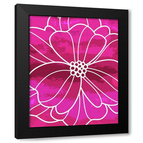 Flower Outline I Black Modern Wood Framed Art Print by Robinson, Tamara