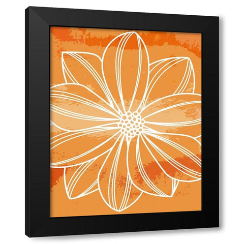Flower Outline II Black Modern Wood Framed Art Print by Robinson, Tamara