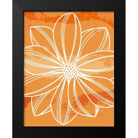 Flower Outline II Black Modern Wood Framed Art Print by Robinson, Tamara