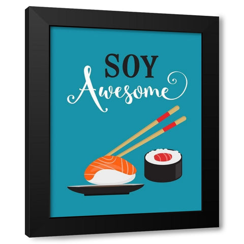 Soy Awesome Sushi Black Modern Wood Framed Art Print with Double Matting by Robinson, Tamara