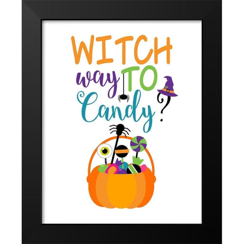 Witch Way to Candy Black Modern Wood Framed Art Print by Robinson, Tamara