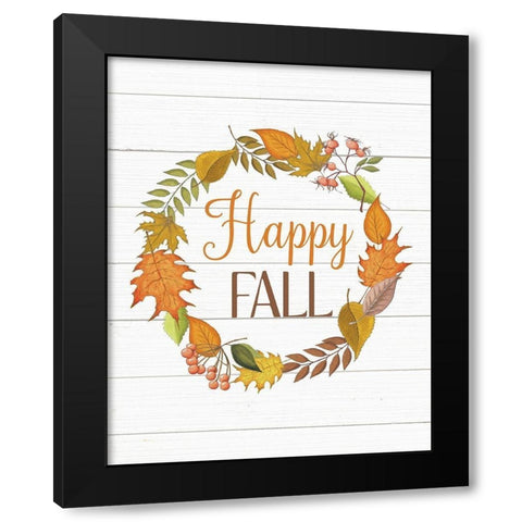 Happy Fall Black Modern Wood Framed Art Print by Robinson, Tamara