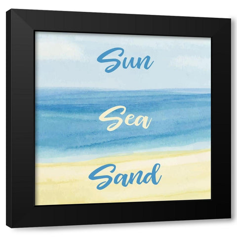 Sun Sea Sad Black Modern Wood Framed Art Print by Robinson, Tamara