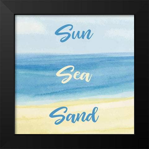 Sun Sea Sad Black Modern Wood Framed Art Print by Robinson, Tamara