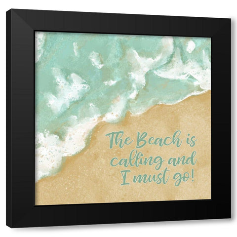The Beach is Calling Black Modern Wood Framed Art Print by Robinson, Tamara