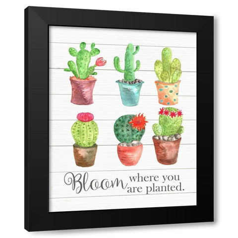 Bloom Where You Are Planted Black Modern Wood Framed Art Print by Robinson, Tamara