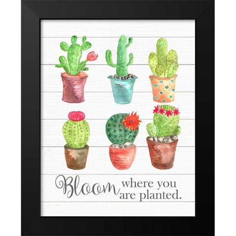 Bloom Where You Are Planted Black Modern Wood Framed Art Print by Robinson, Tamara