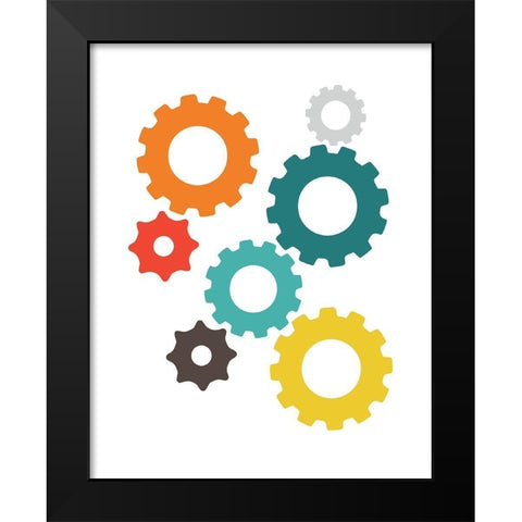 Gears Black Modern Wood Framed Art Print by Robinson, Tamara