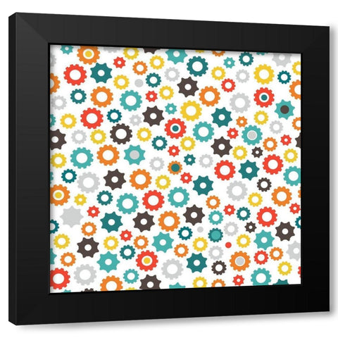 Robot Gear Pattern Black Modern Wood Framed Art Print by Robinson, Tamara