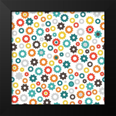 Robot Gear Pattern Black Modern Wood Framed Art Print by Robinson, Tamara
