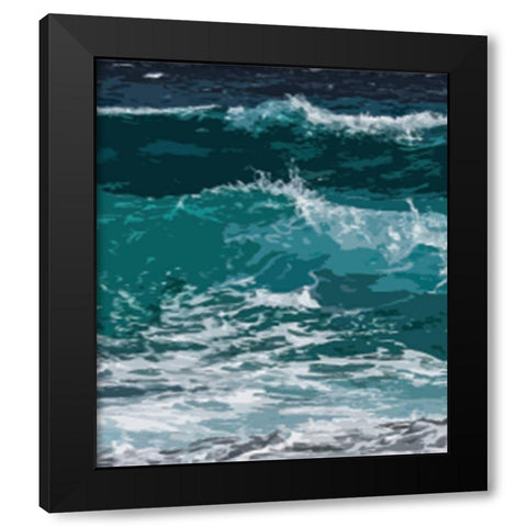 Ocean Waves I Black Modern Wood Framed Art Print with Double Matting by Robinson, Tamara
