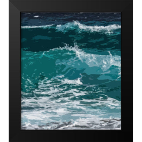 Ocean Waves I Black Modern Wood Framed Art Print by Robinson, Tamara