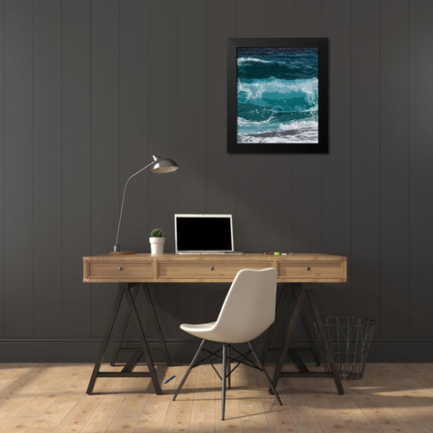 Ocean Waves II Black Modern Wood Framed Art Print by Robinson, Tamara