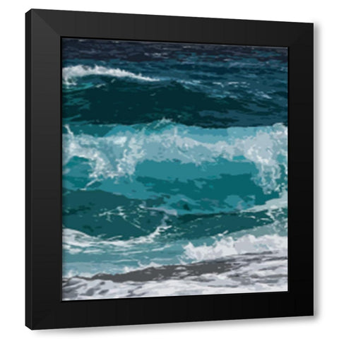 Ocean Waves II Black Modern Wood Framed Art Print with Double Matting by Robinson, Tamara