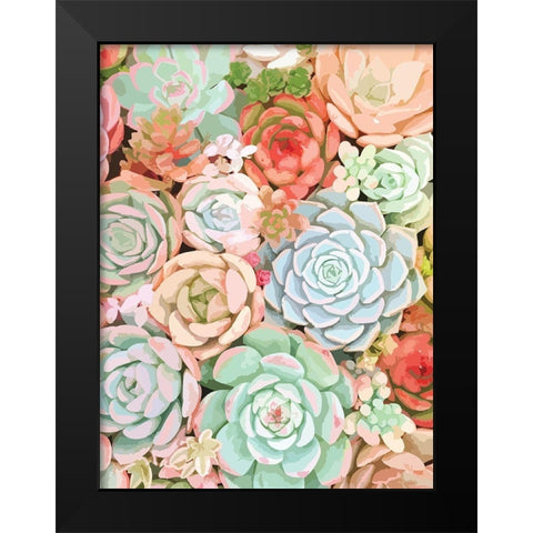 Succulent Black Modern Wood Framed Art Print by Robinson, Tamara