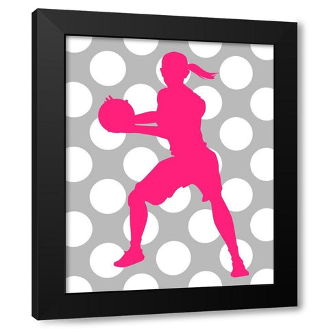 Basketball Girl Black Modern Wood Framed Art Print by Robinson, Tamara
