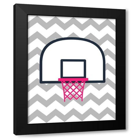 Basketball Hoop Black Modern Wood Framed Art Print by Robinson, Tamara