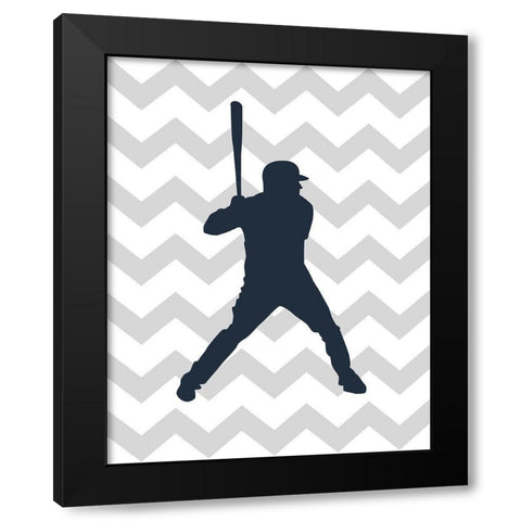 Baseball Chevron Black Modern Wood Framed Art Print with Double Matting by Robinson, Tamara