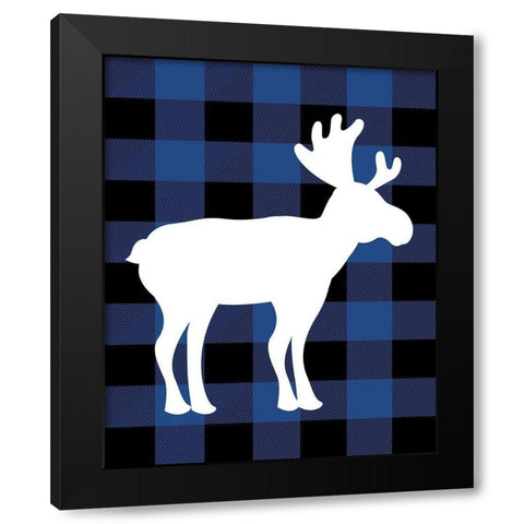 Plaid Moose Black Modern Wood Framed Art Print by Robinson, Tamara
