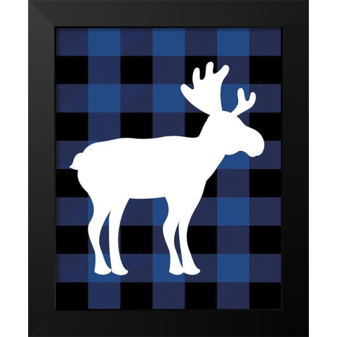 Plaid Moose Black Modern Wood Framed Art Print by Robinson, Tamara