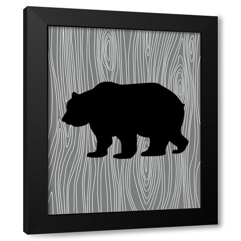 Woodland Bear Black Modern Wood Framed Art Print by Robinson, Tamara