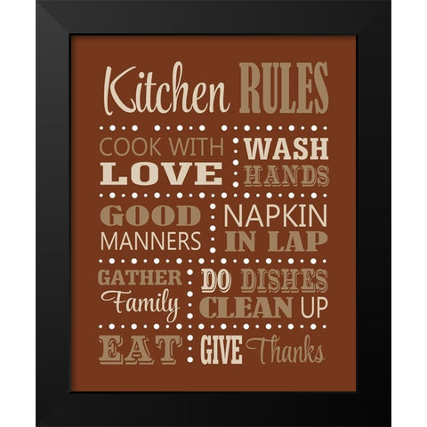 Kitchen Rules Black Modern Wood Framed Art Print by Robinson, Tamara