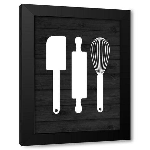 Kitchen Utensils Black Modern Wood Framed Art Print with Double Matting by Robinson, Tamara