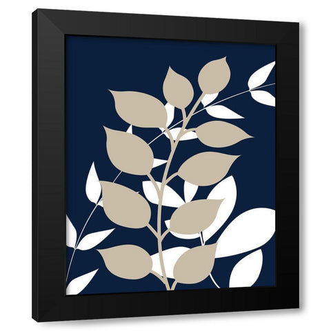 Navy Foliage I Black Modern Wood Framed Art Print by Robinson, Tamara