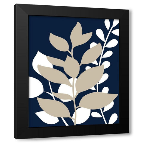 Navy Foliage II Black Modern Wood Framed Art Print by Robinson, Tamara