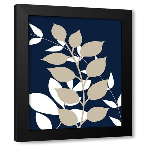 Navy Foliage III Black Modern Wood Framed Art Print by Robinson, Tamara