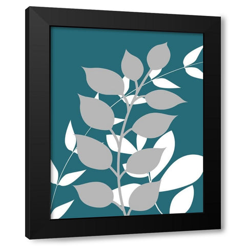Teal Foliage I Black Modern Wood Framed Art Print with Double Matting by Robinson, Tamara