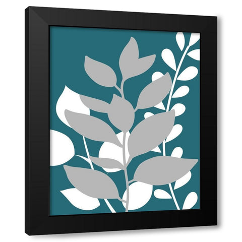 Teal Foliage II Black Modern Wood Framed Art Print by Robinson, Tamara