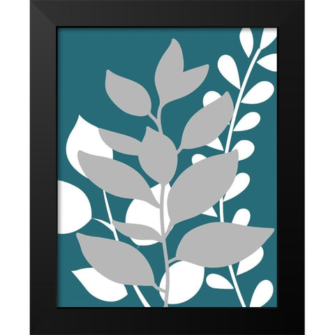 Teal Foliage II Black Modern Wood Framed Art Print by Robinson, Tamara