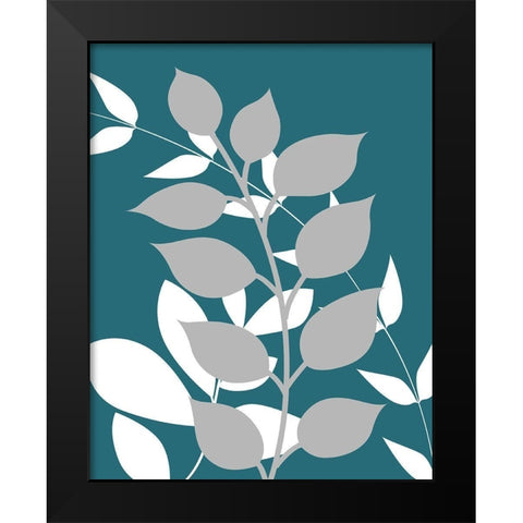 Teal Foliage III Black Modern Wood Framed Art Print by Robinson, Tamara