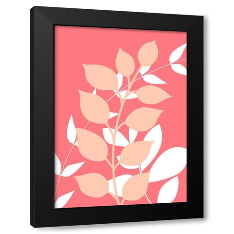 Coral Foliage I Black Modern Wood Framed Art Print by Robinson, Tamara