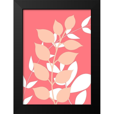 Coral Foliage I Black Modern Wood Framed Art Print by Robinson, Tamara