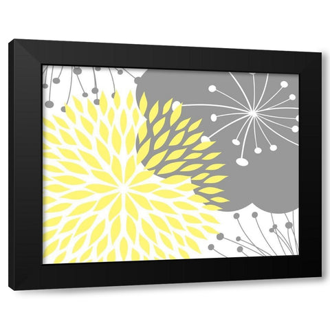 Yellow Foliage Floral Black Modern Wood Framed Art Print with Double Matting by Robinson, Tamara