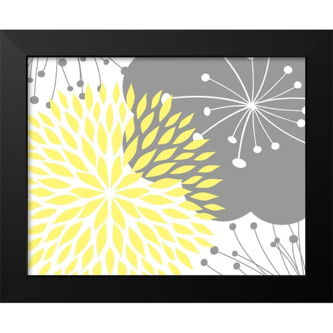 Yellow Foliage Floral Black Modern Wood Framed Art Print by Robinson, Tamara
